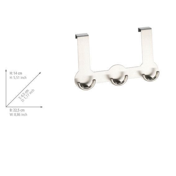 Produktbild: T&uuml;rgarderobe Mod. Rondo, 3 Haken, Edelstahl rostfrei