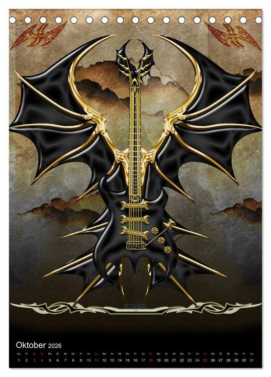 Produktbild: Heroische Gitarren (Tischkalender 2026 DIN A5 hoch), CALVENDO Monatskalender
