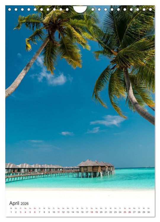Produktbild: Malediven - Das wundersch&ouml;ne Urlaubsparadies. (Wandkalender 2026 DIN A4 hoch), CALVENDO Monatskalender