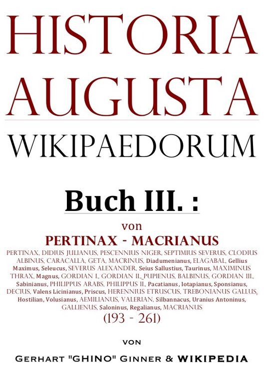 Produktbild: Historia Augusta Wikipaedorum / Historia Augusta Wikipaedorum Buch III.