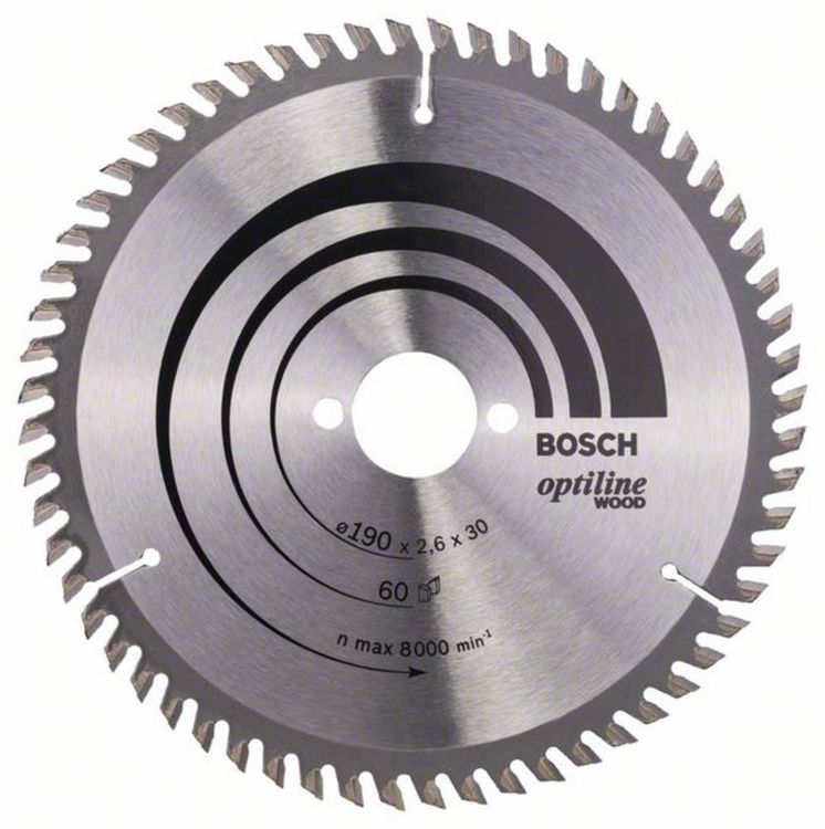 Produktbild: Bosch Accessories Optiline Wood 2608641188 Hartmetall Kreiss&auml;geblatt 190 x 30 x 2.6 mm Z&auml;hneanzahl: 60 1 St.