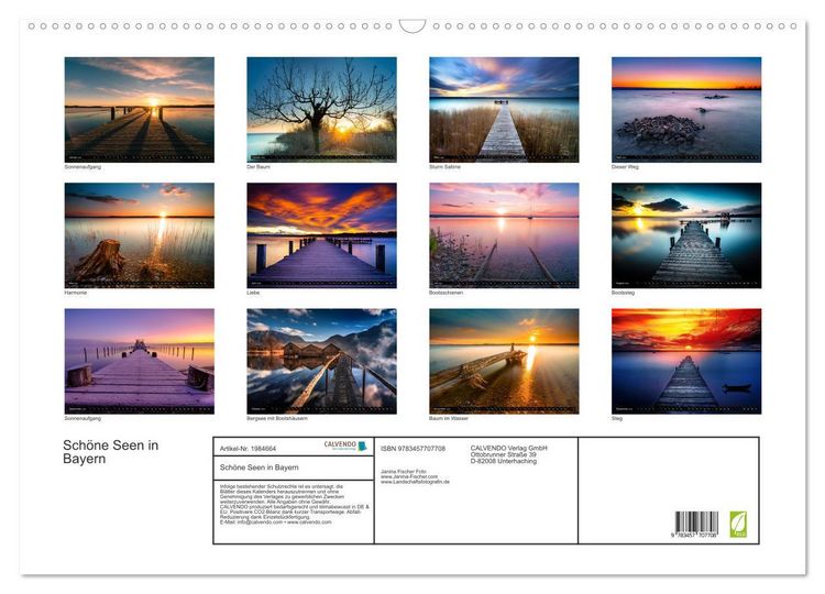 Produktbild: Sch&ouml;ne Seen in Bayern (Wandkalender 2026 DIN A2 quer), CALVENDO Monatskalender