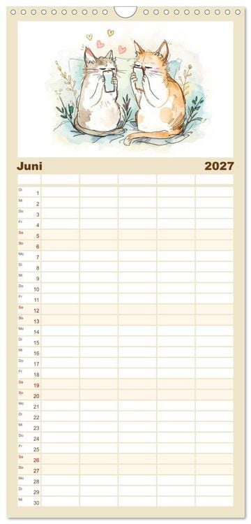Produktbild: Familienplaner 2027 - Kleine Schnurr-Momente f&uuml;rs Herz mit 5 Spalten (Wandkalender, 21 x 45 cm) CALVENDO