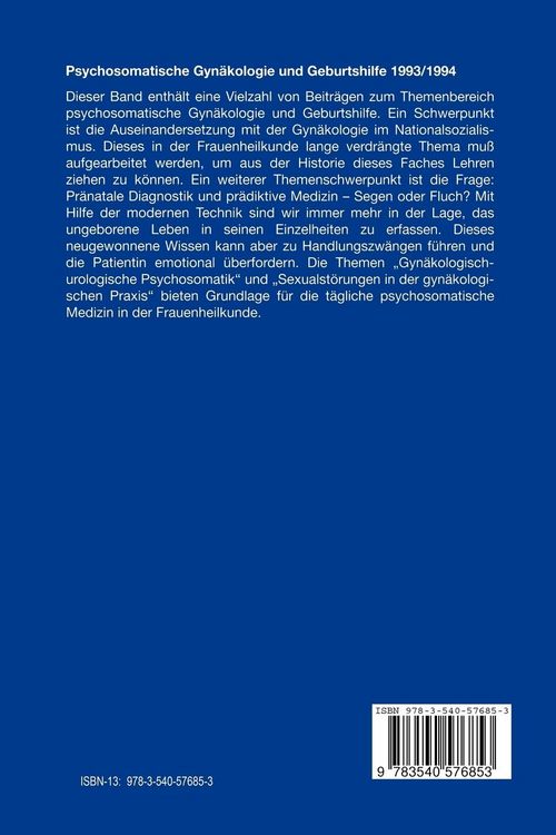 Produktbild: Psychosomatische Gyn&auml;kologie und Geburtshilfe 1993/94