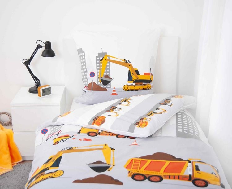 Produktbild: Young Collection 4451212050 - Baustelle Bettw&auml;sche, 80x80 cm + 135x200 cm, 100% Baumwolle