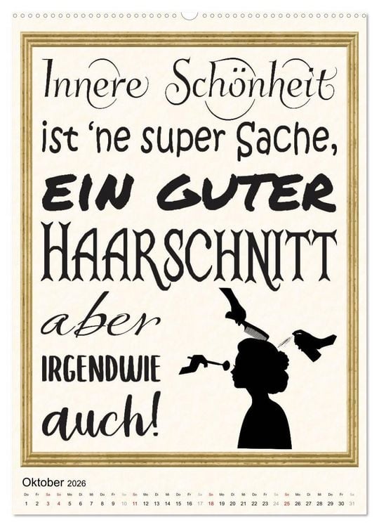 Produktbild: Friseur-Spr&uuml;che (hochwertiger Premium Wandkalender 2026 DIN A2 hoch), Kunstdruck in Hochglanz