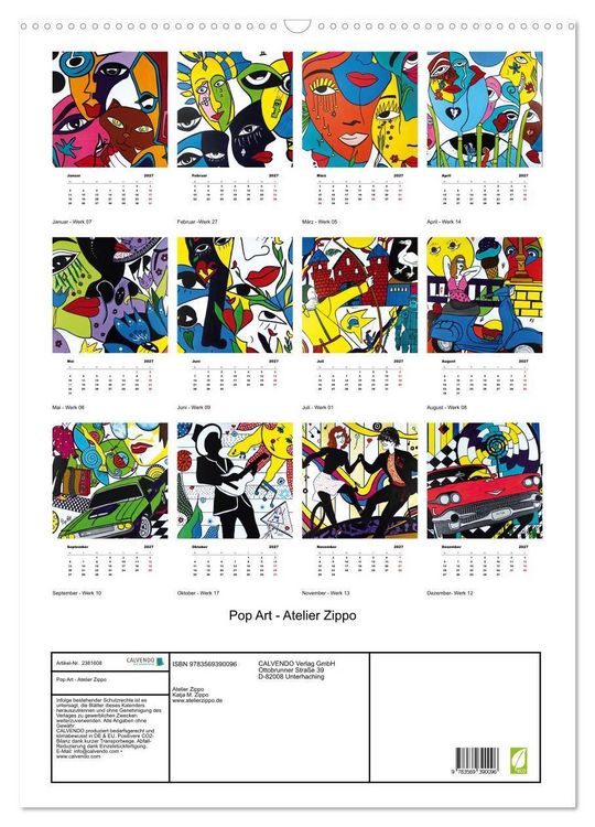 Produktbild: Pop Art - Atelier Zippo (Wandkalender 2027 DIN A2 hoch), CALVENDO Monatskalender