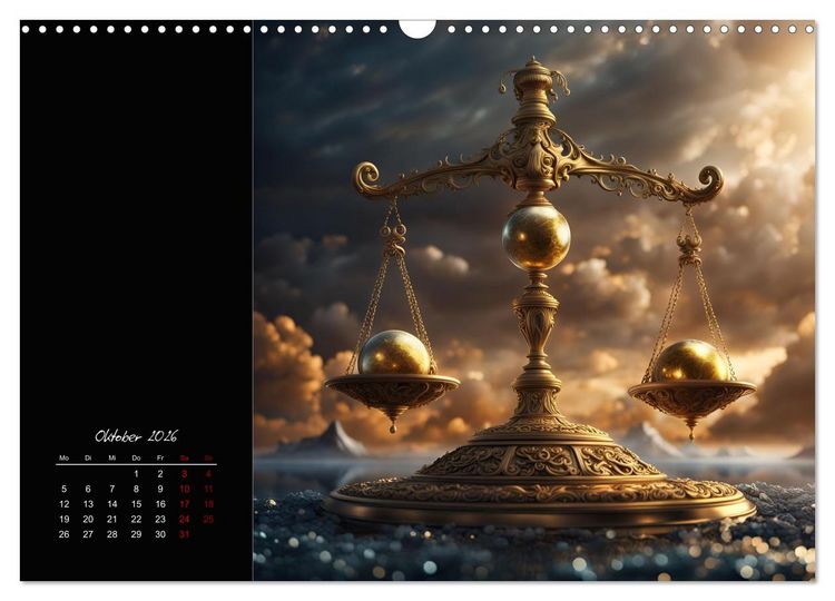 Produktbild: KI Tierkreiszeichen (Wandkalender 2026 DIN A3 quer), CALVENDO Monatskalender