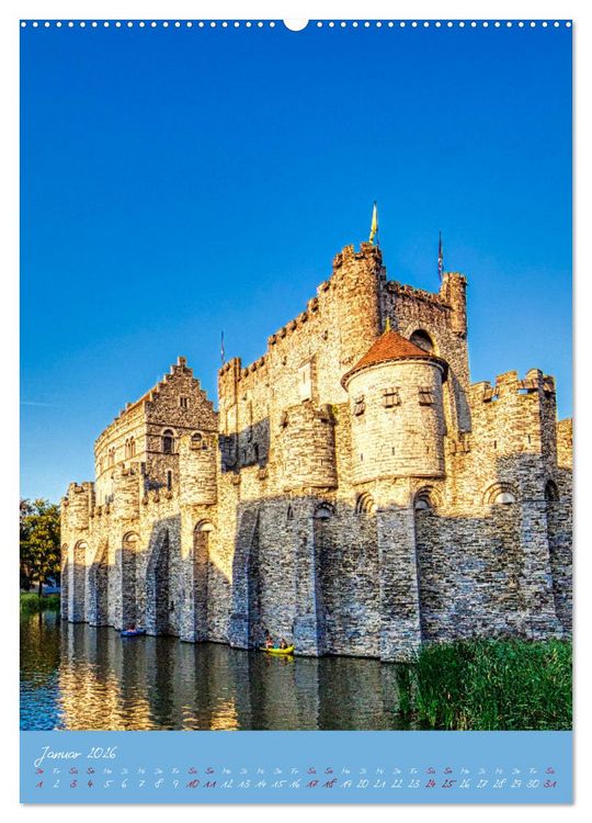Produktbild: D&auml;mmerung in Gent und Br&uuml;gge (hochwertiger Premium Wandkalender 2026 DIN A2 hoch), Kunstdruck in Hochglanz