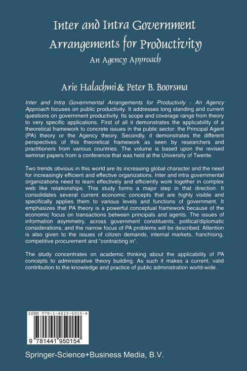 Produktbild: Inter and Intra Government Arrangements for Productivity