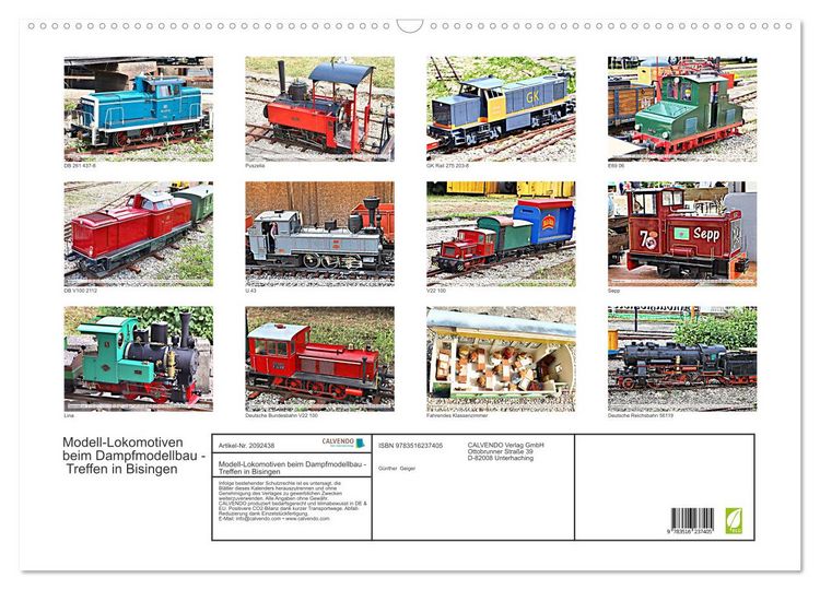 Produktbild: Modell-Lokomotiven beim Dampfmodellbau - Treffen in Bisingen (Wandkalender 2026 DIN A2 quer), CALVENDO Monatskalender