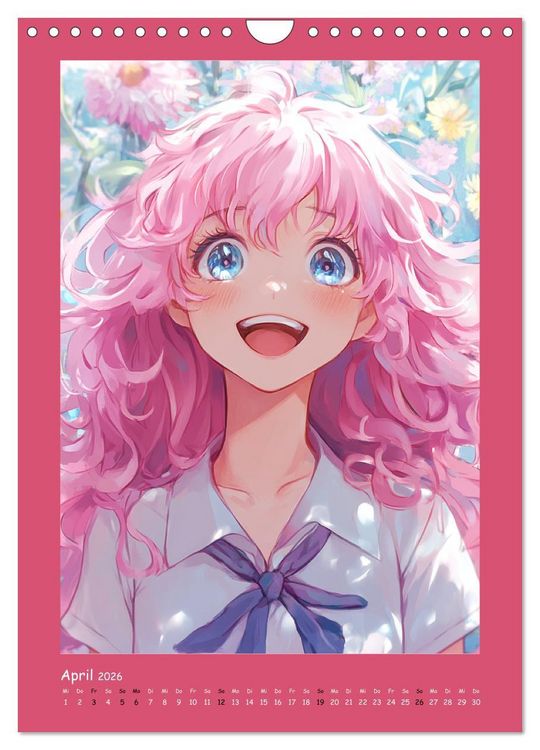 Produktbild: Zauberhafte Momente. Rosa Tr&auml;ume im Manga-Stil (Wandkalender 2026 DIN A4 hoch), CALVENDO Monatskalender
