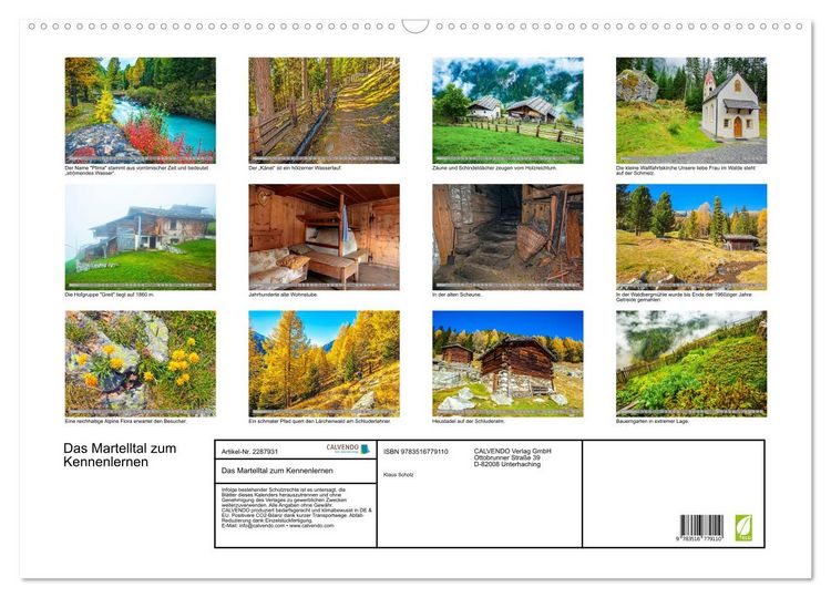 Produktbild: Das Martelltal zum Kennenlernen (Wandkalender 2027 DIN A2 quer), CALVENDO Monatskalender