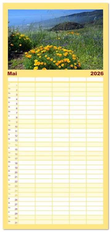 Produktbild: Familienplaner 2026 - Teneriffa - Insel der Gl&uuml;ckseligen mit 5 Spalten (Wandkalender, 21 x 45 cm) CALVENDO