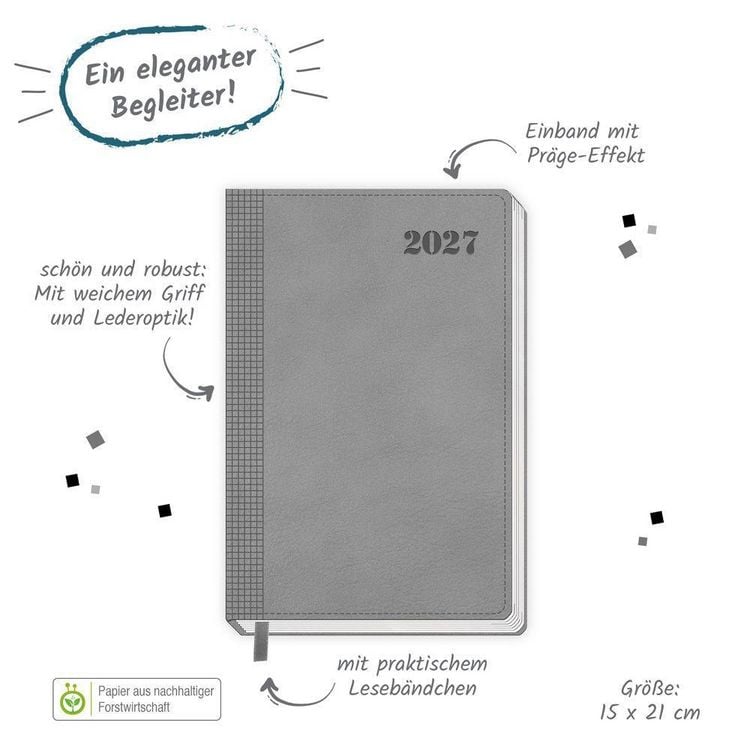 Produktbild: TR&Ouml;TSCH - Buchkalender A5 Grau 2027