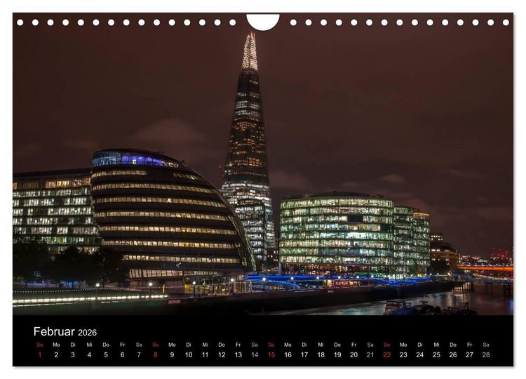 Produktbild: London - Nachts an der Themse (Wandkalender 2026 DIN A4 quer), CALVENDO Monatskalender