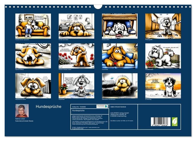 Produktbild: Hundespr&uuml;che (Wandkalender 2026 DIN A3 quer), CALVENDO Monatskalender