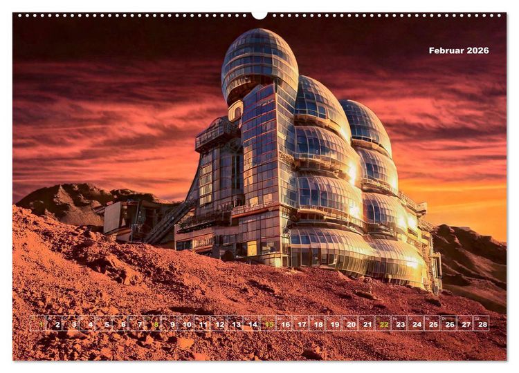 Produktbild: Pionierbauten auf fremden Planeten (hochwertiger Premium Wandkalender 2026 DIN A2 quer), Kunstdruck in Hochglanz