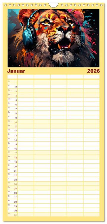 Produktbild: Familienplaner 2026 - Musik Safari mit 5 Spalten (Wandkalender, 21 x 45 cm) CALVENDO