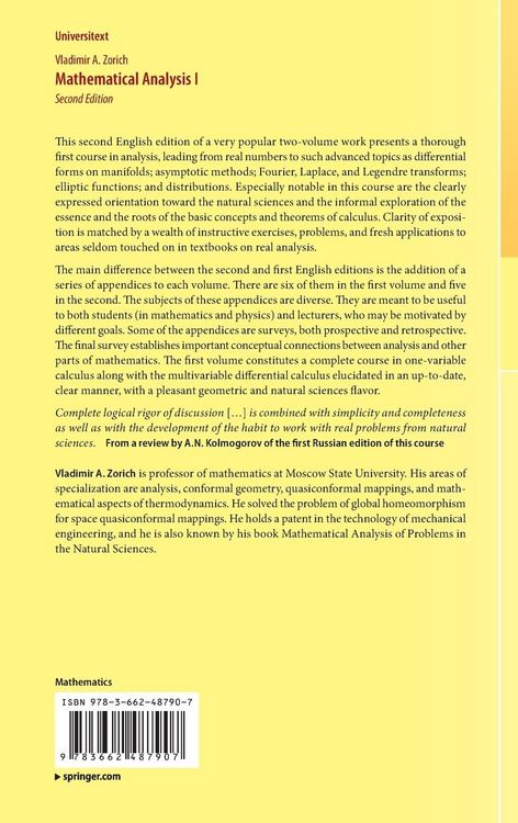Produktbild: Mathematical Analysis I