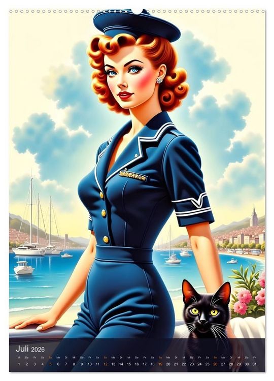Produktbild: Fr&auml;ulein Fantasie und die schwarze Katze (Wandkalender 2026 DIN A2 hoch), CALVENDO Monatskalender