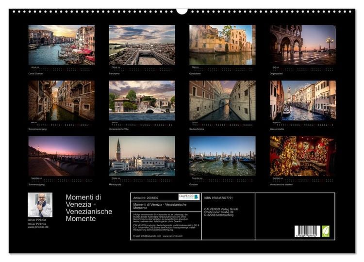Produktbild: Momenti di Venezia - Venezianische Momente (Wandkalender 2026 DIN A2 quer), CALVENDO Monatskalender