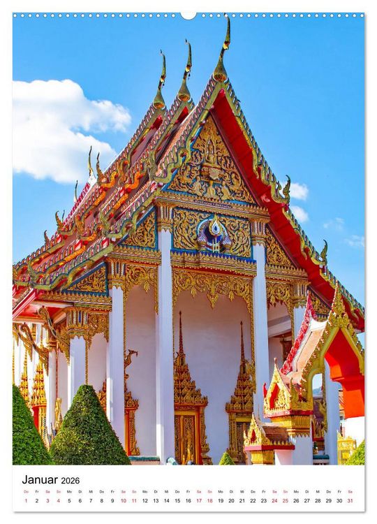 Produktbild: Wat Chalong - Tempel mit ganz speziellem Charme (hochwertiger Premium Wandkalender 2026 DIN A2 hoch), Kunstdruck in Hochglanz