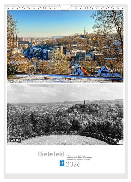 Produktbild: Bielefelder Fotomotive heute und damals mit historischen Ereignissen (Wandkalender 2026 DIN A4 hoch), CALVENDO Monatskalender