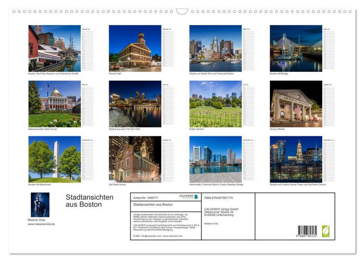 Produktbild: Stadtansichten aus Boston (Wandkalender 2026 DIN A2 quer), CALVENDO Monatskalender