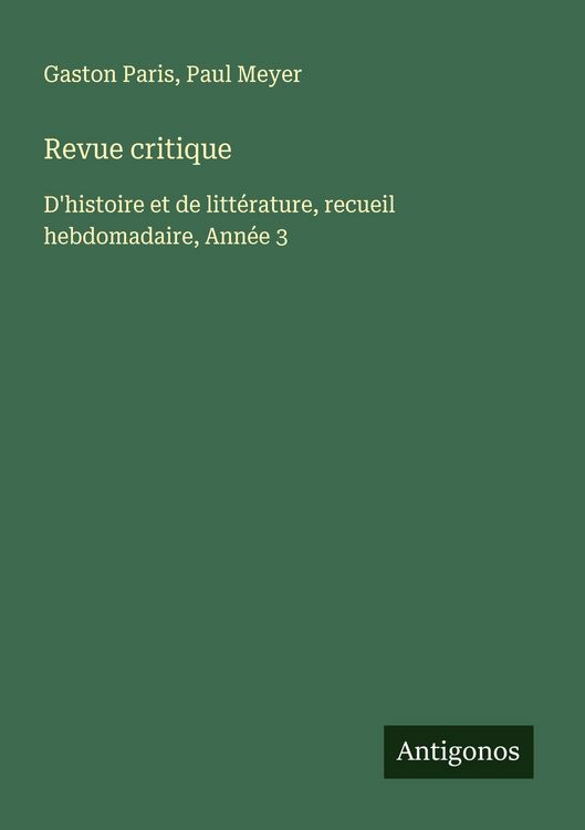 Produktbild: Revue critique