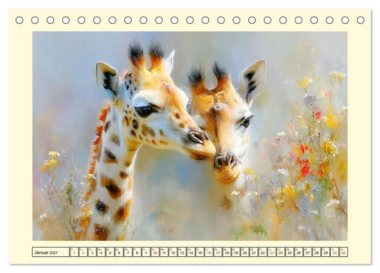Produktbild: Giraffen. Anmut in weiter Landschaft (Tischkalender 2027 DIN A5 quer), CALVENDO Monatskalender