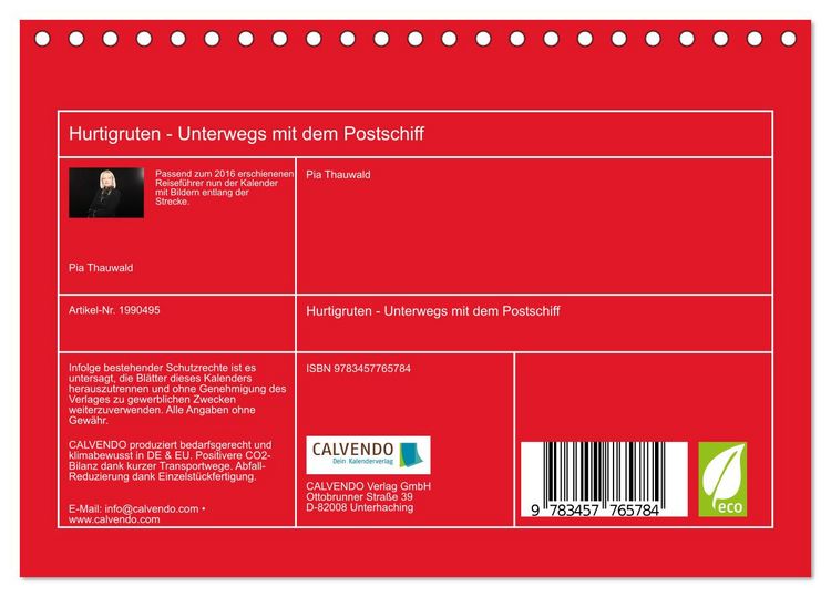 Produktbild: Hurtigruten - Unterwegs mit dem Postschiff (Tischkalender 2026 DIN A5 quer), CALVENDO Monatskalender
