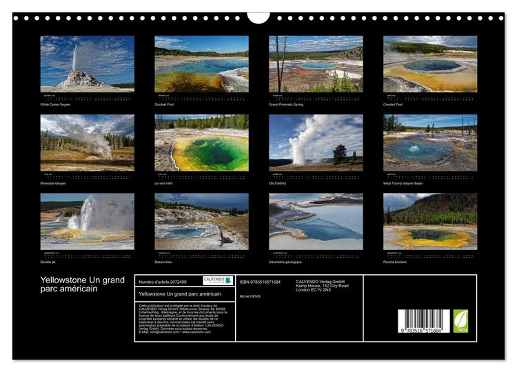 Produktbild: Yellowstone Un grand parc am&eacute;ricain (Calendrier mural 2026 DIN A3 vertical), CALVENDO calendrier mensuel