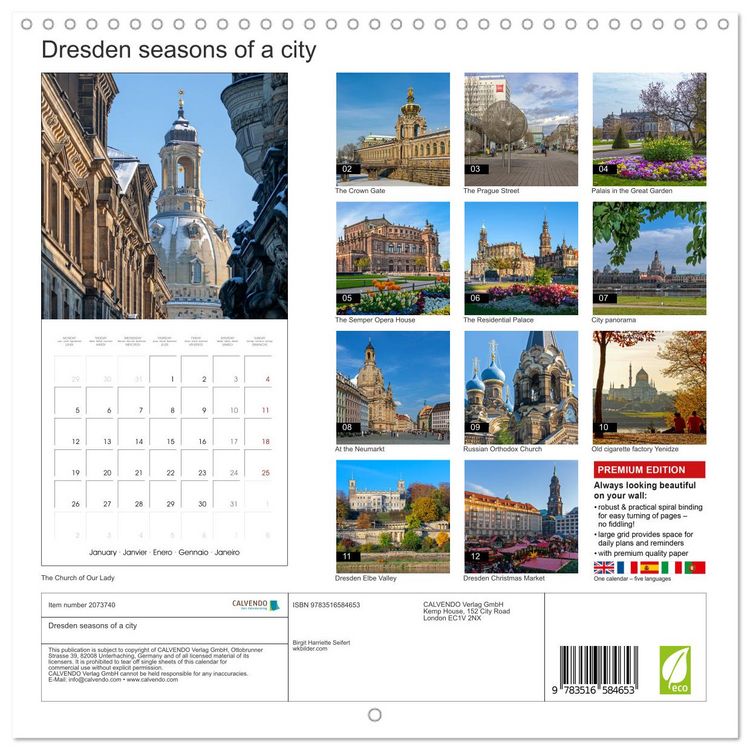 Produktbild: Dresden seasons of a city (Wall Calendar 2026 12 &times; 12 Inch) CALVENDO 12 Month Wall Calendar