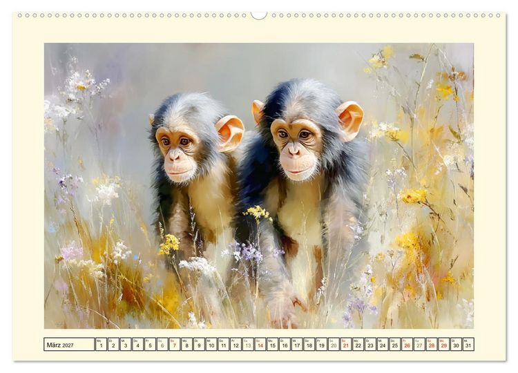 Produktbild: Schimpansen. Freude und Abenteuer im Dschungelreich (Wandkalender 2027 DIN A2 quer), CALVENDO Monatskalender