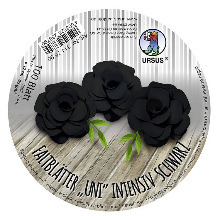 Produktbild: URSUS Falten Faltbl&auml;tter Uni intensiv, Plakatkarton, 65 g/m&sup2;, &Oslash; 12 cm, schwarz