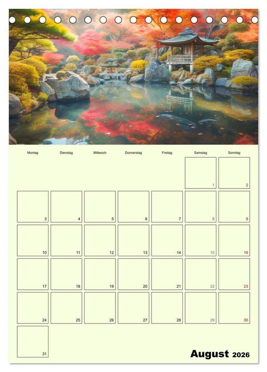 Produktbild: Im japanischen Garten. Zauberhafte Illustrationen (Tischkalender 2026 DIN A5 hoch), CALVENDO Monatskalender