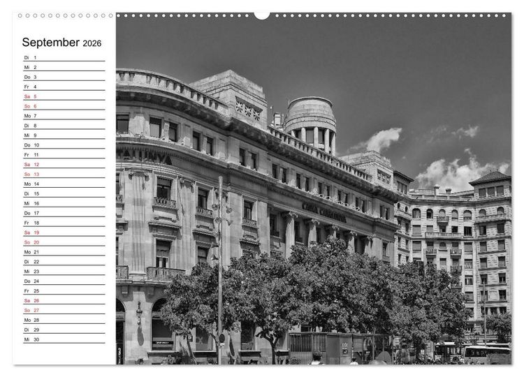 Produktbild: Barcelona Schwarz / Wei&szlig; Impressionen (hochwertiger Premium Wandkalender 2026 DIN A2 quer), Kunstdruck in Hochglanz
