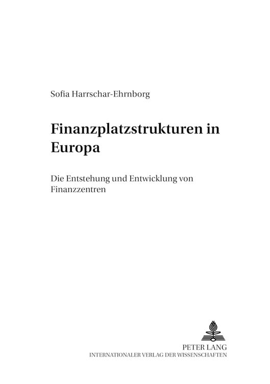 Produktbild: Finanzplatzstrukturen in Europa