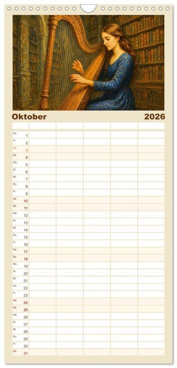 Produktbild: Familienplaner 2026 - Im Zauber der Musik - Romantische Kunstwerke zwischen Klang und Farbe mit 5 Spalten (Wandkalender, 21 x 45 cm) CALVENDO