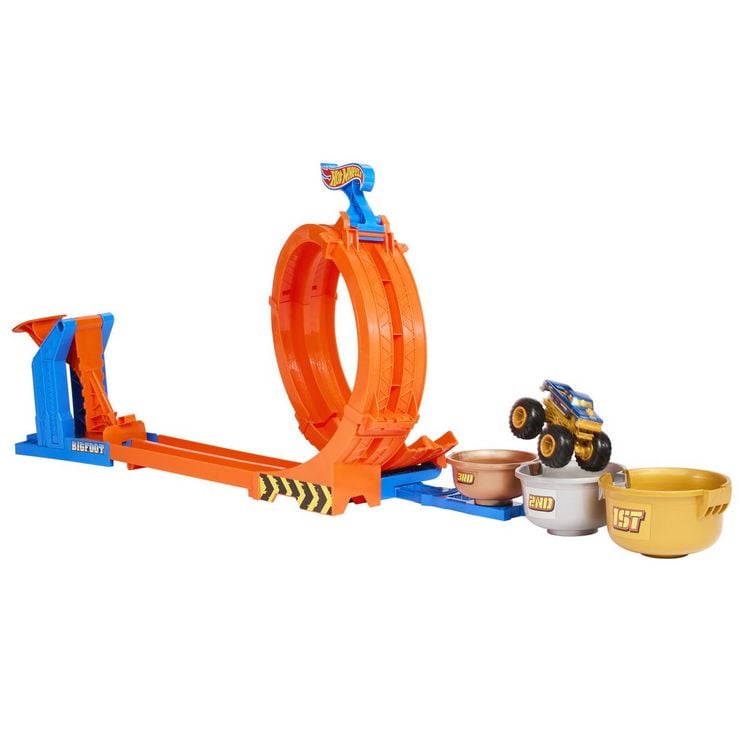 Produktbild: Hot Wheels Monster Trucks Loop & Flip Trophy Challenge-Spielset und Die-Cast-Bigfoot Spielzeugtruck