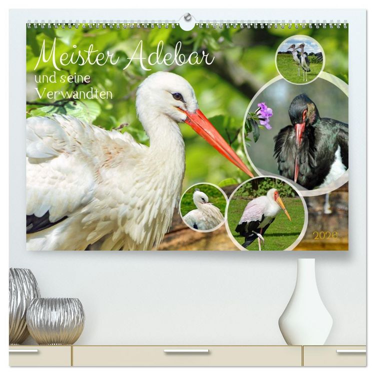 Produktbild: Meister Adebar und seine Verwandten (hochwertiger Premium Wandkalender 2026 DIN A2 quer), Kunstdruck in Hochglanz