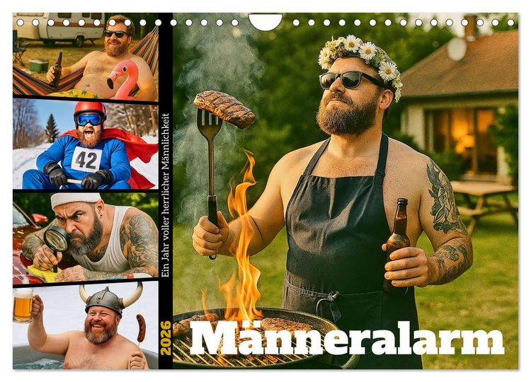 Produktbild: M&auml;nneralarm - Ein Jahr voller herrlicher M&auml;nnlichkeit (Wandkalender 2026 DIN A4 quer), CALVENDO Monatskalender