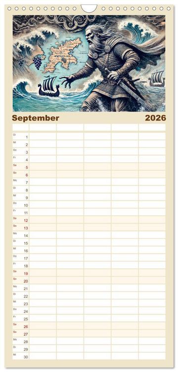 Produktbild: Familienplaner 2026 - Die Wikingerzeit - Helden, K&ouml;nige und Entdeckungen mit 5 Spalten (Wandkalender, 21 x 45 cm) CALVENDO