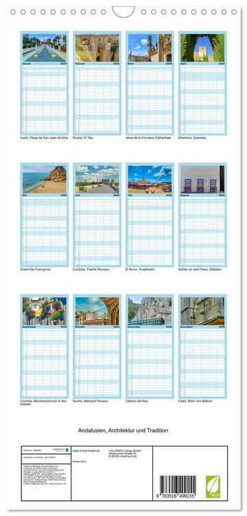 Produktbild: Familienplaner 2026 - Andalusien, Architektur und Tradition mit 5 Spalten (Wandkalender, 21 x 45 cm) CALVENDO