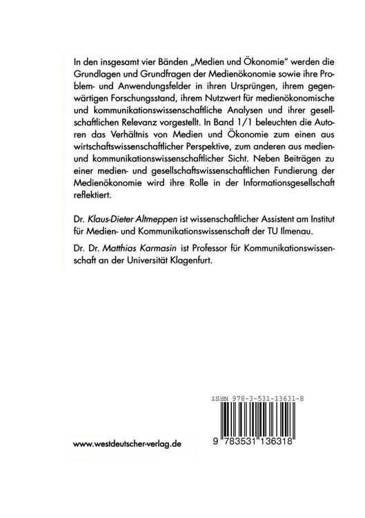 Produktbild: Medien und &Ouml;konomie