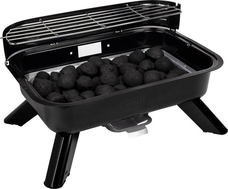 Produktbild: Princess 01.112252.01.001 Elektro, Holzkohle Grill mit Windschutz, mit Standfu&szlig;, mit manueller Temperatureinstellung Schwarz