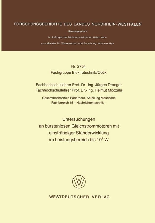 Produktbild: Untersuchungen an b&uuml;rstenlosen Gleichstrommotoren mit einstr&auml;ngiger St&auml;nderwicklung im Leistungsbereich bis 102 W