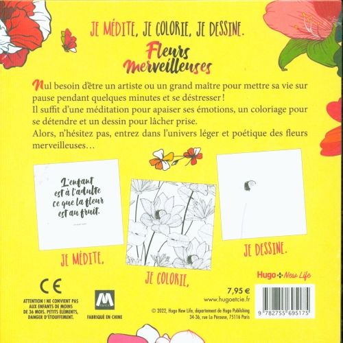 Produktbild: Fleurs merveilleuses : je m&eacute;dite, je colorie, je dessine