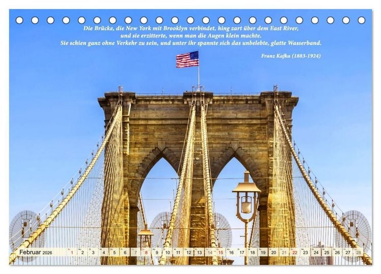 Produktbild: New York Ansichten - Literaturkalender (Tischkalender 2026 DIN A5 quer), CALVENDO Monatskalender